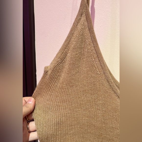 NWT JCREW Spring Street featherweight tan cashmere slip dress size L - Picture 6 of 7